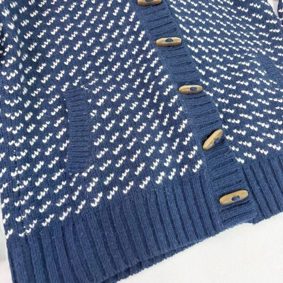 LL Bean Sweater Womens Large Navy Classic Ragg 100% Lambs Wool Birds Eye - Picture 2 of 8